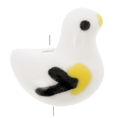Perla uccello - piccione - perlina in ceramica 17,5x16 mm - Bianco x1