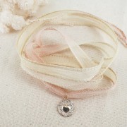 Nastro di seta da 10 mm - Tie and dye - Rosa scuro - Fucsia - Viola x85cm