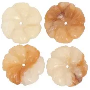 Pendente fiore di pietra da 20 mm - Giada colorata - Giallo x1