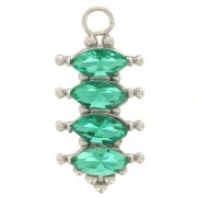 Pendente barra 17x8 mm con ossidi di zirconio - Acciaio inox 304L - Emerald x1