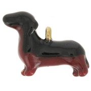 Ciondolo bassotto 10x14mm Resina epossidica acciaio inossidabile 316L Dorato - Nero - Marrone x1