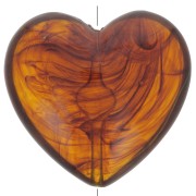 Perle - Perlina cuore in resina traslucida 26x27 mm - Ambra marmorizzata x1 Perlina cuore in resina traslucida 26x27 mm - Ambra marmorizzata x1