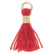 Pompon imitazione cotone da 12 mm con chiusura a perla - Oro - Rosso x1
