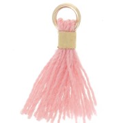 Pompon imitazione cotone da 12 mm con chiusura a perla - Oro - Rosa chiaro x1
