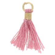 Pompon imitazione cotone da 12 mm con chiusura a perla - Oro - Rosa Vintage x1