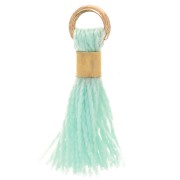 Pompon imitazione cotone da 12 mm con chiusura a perla - Oro - Menta x1
