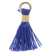 Pompon imitazione cotone da 12 mm con chiusura a perla - Oro - Blu scuro x1