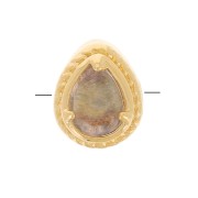 Perla a goccia 6x4 mm con vetro colorato - placcata oro 3 micron - Grigio x1