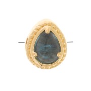 Perlina goccia 6x4 mm con vetro colorato arricciato -placcata oro 3 micron Bleu x1