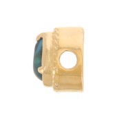 Perlina goccia 6x4 mm con vetro colorato arricciato -placcata oro 3 micron Bleu x1