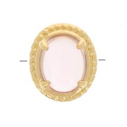 Perla ovale 6x4 mm con vetro colorato - Placcato oro 3 micron - Rosa x1