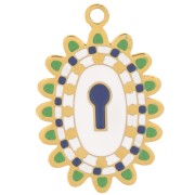 Pendente occhio ovale 20x13 mm con resina- Acciaio inox316L oro x1