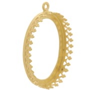 Pendente ovale con decorazione a corona - cabochon 25x18 mm - Placcato oro 3 micron