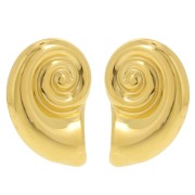 Orecchini a conchiglia 28x19 mm - Acciaio inossidabile 304L dorato x2