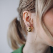 Orecchini aperti ad effetto plissettato, larghi 20 mm -Acciaio inox 304L dorato x2