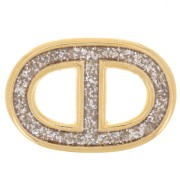 Distanziatore a rete marina 19,5x13 mm in resina epossidica - Dorato con oro fino - Grigio glitterato