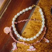 Cordoncino in cotone intrecciato da 3 mm - Made in France - Multi rose - Grigio x1m