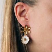 Pendente fiore da 22 mm in resina epossidica - Acciaio inossidabile 304L dorato - Rosa x1