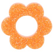 Pendente a forma di fiore in acrilico da 18 mm - Glitter arancione x1