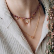 Perlina rondelle da 8 mm con ossido di zirconio - Dorato con oro fino - Verde x1