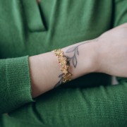 Bracciale regolabile fiore 13x160 mm in acciaio inox 304L dorato x1