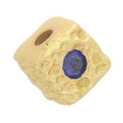 Perlina quadrata martellata da 4,5 mm con ossido di zirconio - Dorato con oro fino - Blu x1