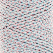 Cordoncino in cotone intrecciato da 2,5 mm - made in France - Multi Blue - Dorato rosa x1m