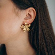 Orecchini a fiore 29x31 mm - Acciaio inossidabile 304L Dorato x2