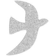 ciondolo - Pendente uccello in acrilico 49x36 mm escl. Perles&Co - Argento glitterato x1 Pendente uccello in acrilico 49x36 mm escl. Perles&Co - Argento glitterato x1