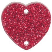 Rosso - Distanziatore a cuore in acrilico 15x16,5 mm - Rosso glitter x1 Distanziatore a cuore in acrilico 15x16,5 mm - Rosso glitter x1