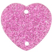 Rosa - Distanziatore a cuore in acrilico 15x16,5 mm - Rosa glitter x1 Distanziatore a cuore in acrilico 15x16,5 mm - Rosa glitter x1