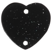 Nero - Distanziatore a cuore in acrilico 15x16,5 mm - Nero glitter x1 Distanziatore a cuore in acrilico 15x16,5 mm - Nero glitter x1