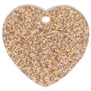 Zecchino a cuore in acrilico 15x16,5 mm - Bronzo glitterato x1