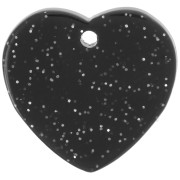 Zecchino a cuore in acrilico 15x16,5 mm - Nero glitter x1