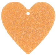 Pendente a cuore in acrilico 31x32 mm - Glitter arancione x1