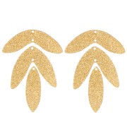 ciondolo - Set di 6 pendenti a forma di foglia in acrilico 62x45 mm da montare - Dorato glitterato Set di 6 pendenti a forma di foglia in acrilico 62x45 mm da montare - Dorato glitterato