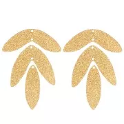 Pendenti - Abbellimenti - Set di 6 pendenti a forma di foglia in acrilico 62x45 mm da montare - Dorato glitterato Set di 6 pendenti a forma di foglia in acrilico 62x45 mm da montare - Dorato glitterato