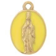 Ciondolo ovale 15x10mm - Motivo religioso - Acciaio inox304L Dorato - Giallo x1
