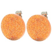 Orecchini tondi in acrilico da 15 mm - Brillantini arancioni x2
