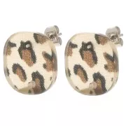 Marrone - Orecchini perno quadrati arrotondati in acrilico 15 mm -Marrone ghepardo - Nero x2 Orecchini perno quadrati arrotondati in acrilico 15 mm -Marrone ghepardo - Nero x2