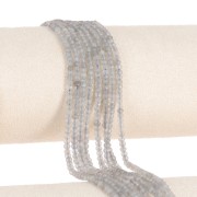 Perle di pietra semipreziosa tonda appiattita sfaccettata 3x2 mm - Labradorite x39cm