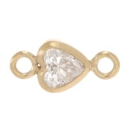 Distanziatore cuore in ossido di zirconio 7x3,5 mm - Gold filled - Cristallo