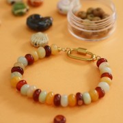 Perla rondelle Heishi 8x5,5 mm - Pietra semipreziosa Silver Leaf Jasper x15