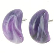Orecchini a goccia in resina opaca 28x16 mm - Viola scuro marmorizzato x2