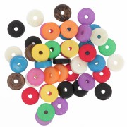 Assortimento di perle rotonde Heishi 12x4 mm in osso colorato - Multicolore x60g
