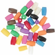 Assortimento di perle tubolari in osso colorato 13x7 mm - Multicolore x29g