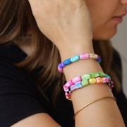 Assortimento di perle in osso sfaccettate da 9x7 mm - Multicolore x20