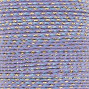 Cordoncino di cotone intrecciato e filo metallico 1,5 mm - Multi Blu - Viola - Dorato x1m