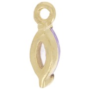 Ciondolo navetta ossido di zirconio 9,5x3 mm - Dorato con oro fino - Viola x1