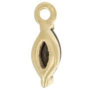 Ciondolo navetta 9,5x3 mm con ossido di zirconio - Dorato oro fino- Nero x1